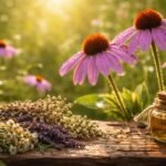 Bíbor kasvirág (echinacea) virága, természetes immunerősítő jelzéssel a téli megfázás ellen
