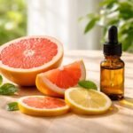 Grapefruit cseppek elveivel kapcsolódó diétás tippeket vizualizáló jelenet a konyhában